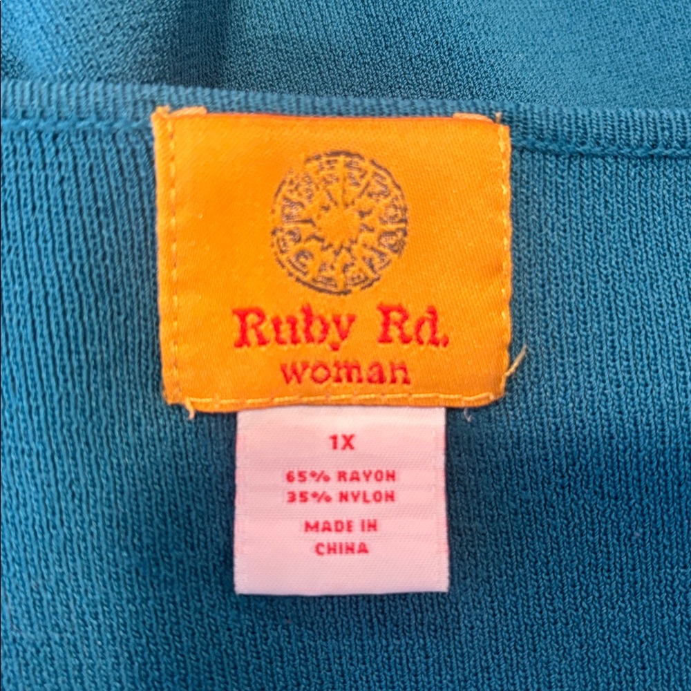 Ruby Rd. - Turquoise Embellished Blouse - Size 1X - Picture 9 of 9